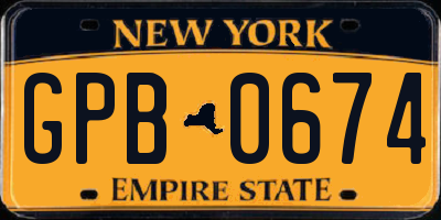 NY license plate GPB0674