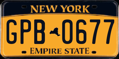 NY license plate GPB0677
