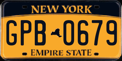 NY license plate GPB0679