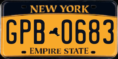 NY license plate GPB0683