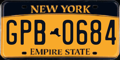 NY license plate GPB0684