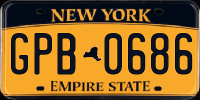 NY license plate GPB0686