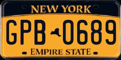 NY license plate GPB0689