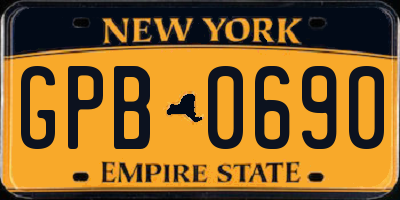 NY license plate GPB0690