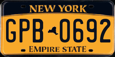 NY license plate GPB0692