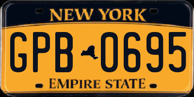 NY license plate GPB0695