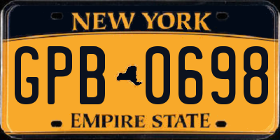 NY license plate GPB0698