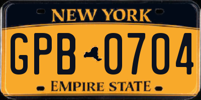 NY license plate GPB0704