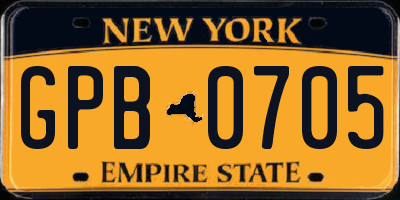 NY license plate GPB0705