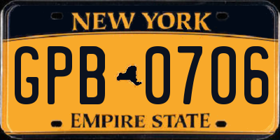 NY license plate GPB0706