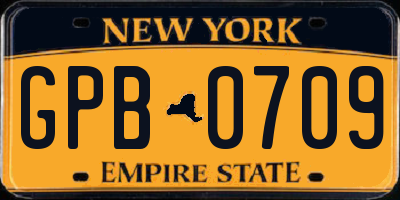 NY license plate GPB0709