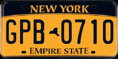 NY license plate GPB0710