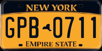 NY license plate GPB0711