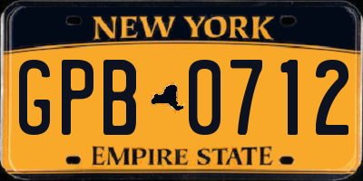 NY license plate GPB0712