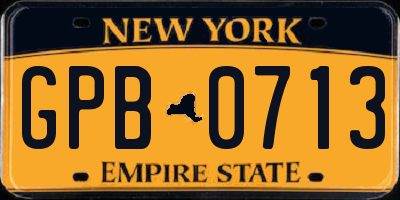 NY license plate GPB0713