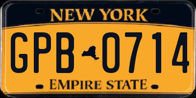 NY license plate GPB0714