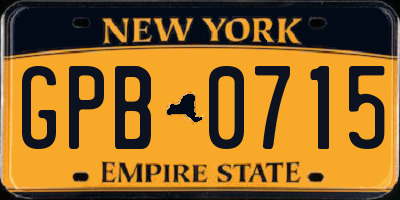 NY license plate GPB0715