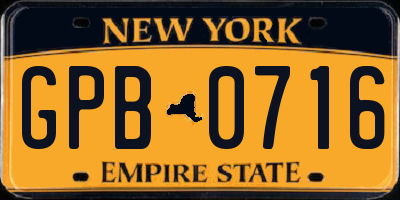 NY license plate GPB0716