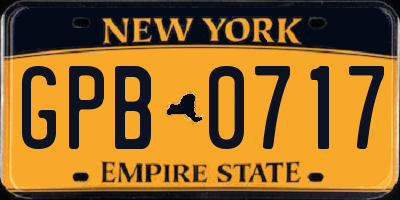 NY license plate GPB0717