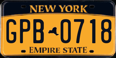 NY license plate GPB0718