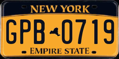 NY license plate GPB0719