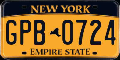 NY license plate GPB0724