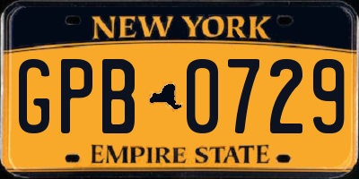 NY license plate GPB0729