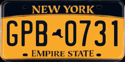 NY license plate GPB0731