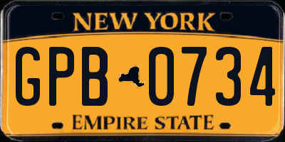 NY license plate GPB0734