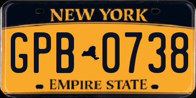 NY license plate GPB0738
