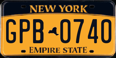 NY license plate GPB0740