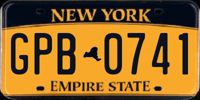 NY license plate GPB0741