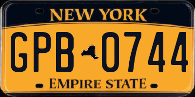NY license plate GPB0744