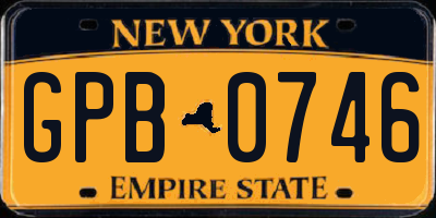 NY license plate GPB0746