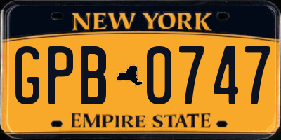 NY license plate GPB0747
