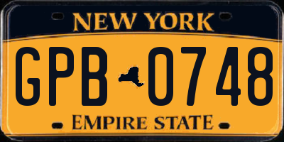 NY license plate GPB0748