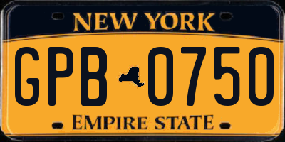 NY license plate GPB0750