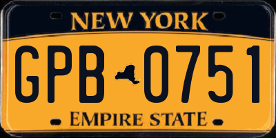 NY license plate GPB0751