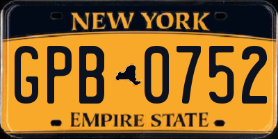 NY license plate GPB0752