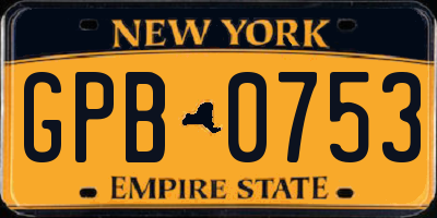 NY license plate GPB0753