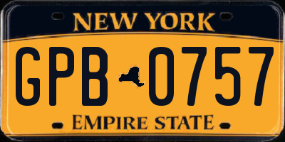 NY license plate GPB0757