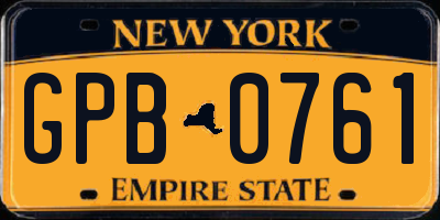 NY license plate GPB0761