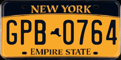 NY license plate GPB0764