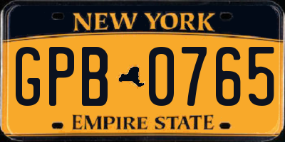 NY license plate GPB0765