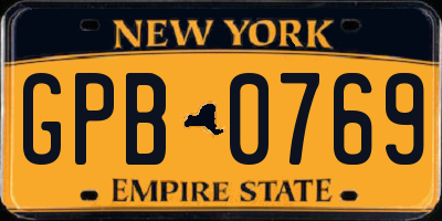 NY license plate GPB0769