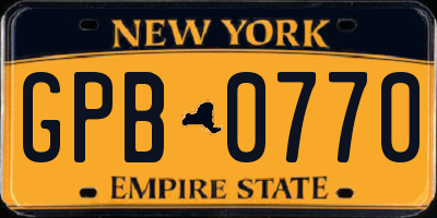 NY license plate GPB0770