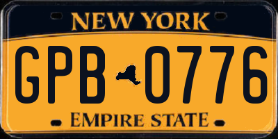 NY license plate GPB0776
