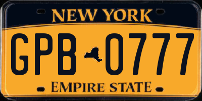 NY license plate GPB0777