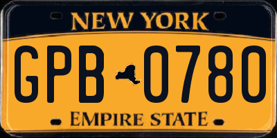 NY license plate GPB0780