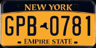 NY license plate GPB0781